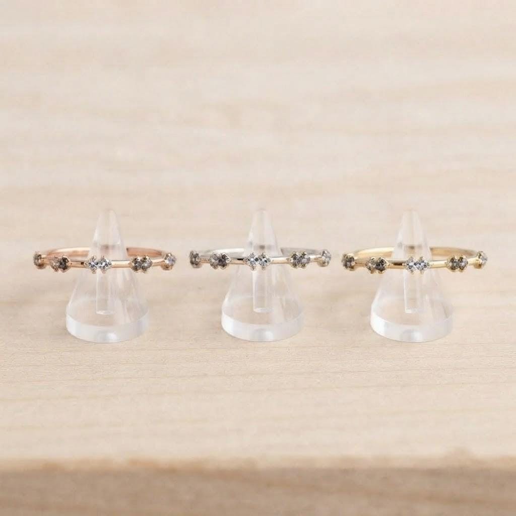 Paired Salt & Pepper Diamond Stacking Band, photo 5