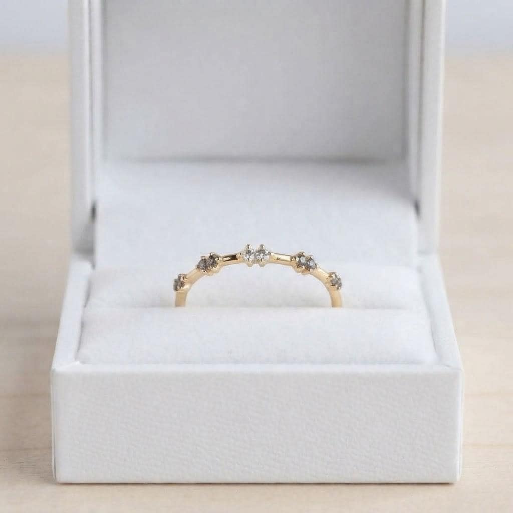 Paired Salt & Pepper Diamond Stacking Band, photo 9