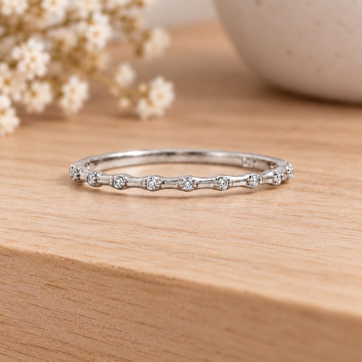 Petite Spaced Diamond Wedding Band, 0.055 ct, photo 4
