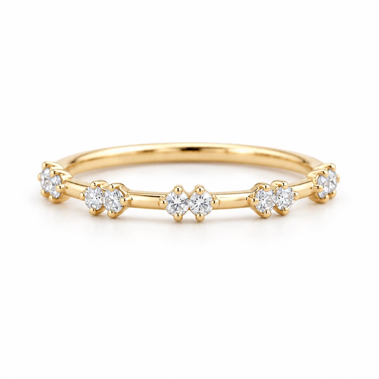 Paired Diamond Stacking Band in Solid Gold, 0.15 ct, photo 1