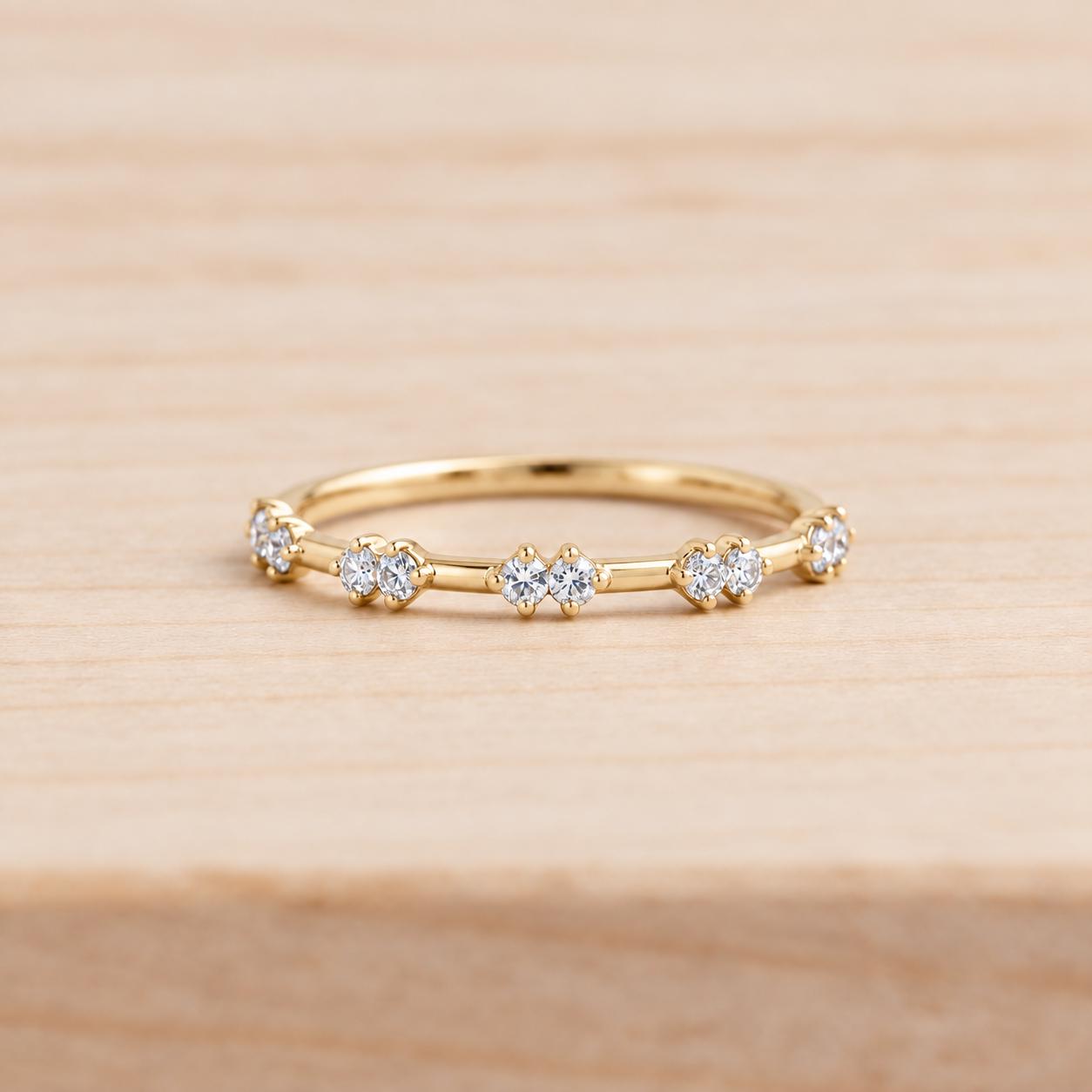 Paired Diamond Stacking Band in Solid Gold, 0.15 ct, photo 2
