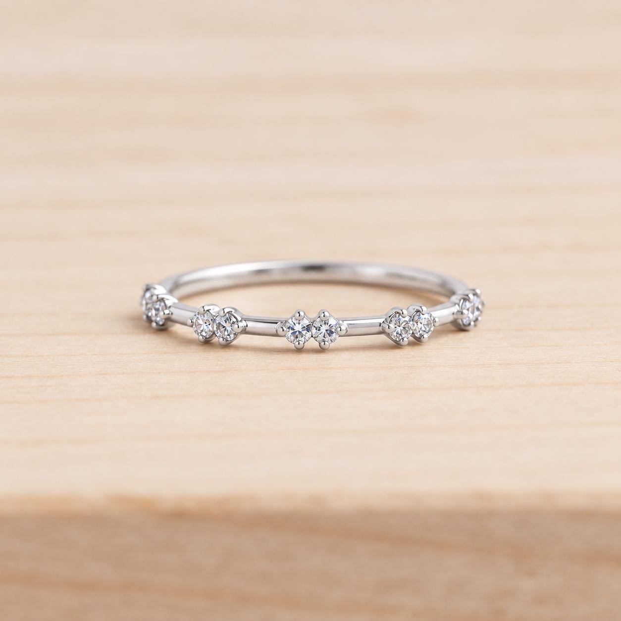 Paired Diamond Stacking Band in Solid Gold, 0.15 ct, photo 3