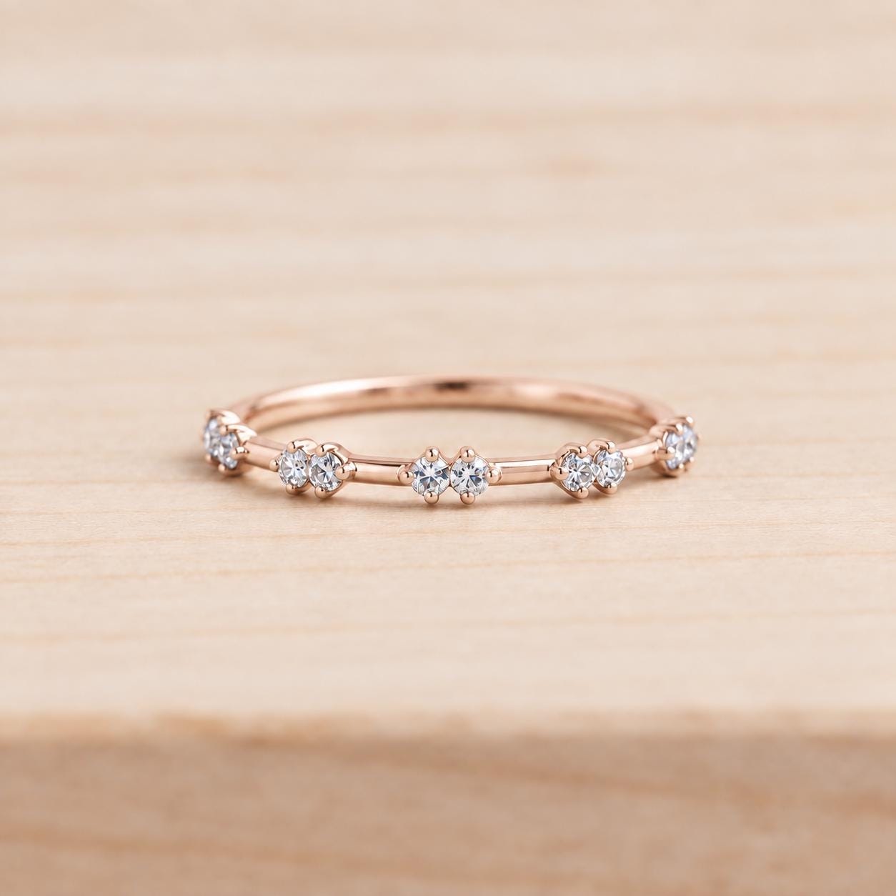 Paired Diamond Stacking Band in Solid Gold, 0.15 ct, photo 4
