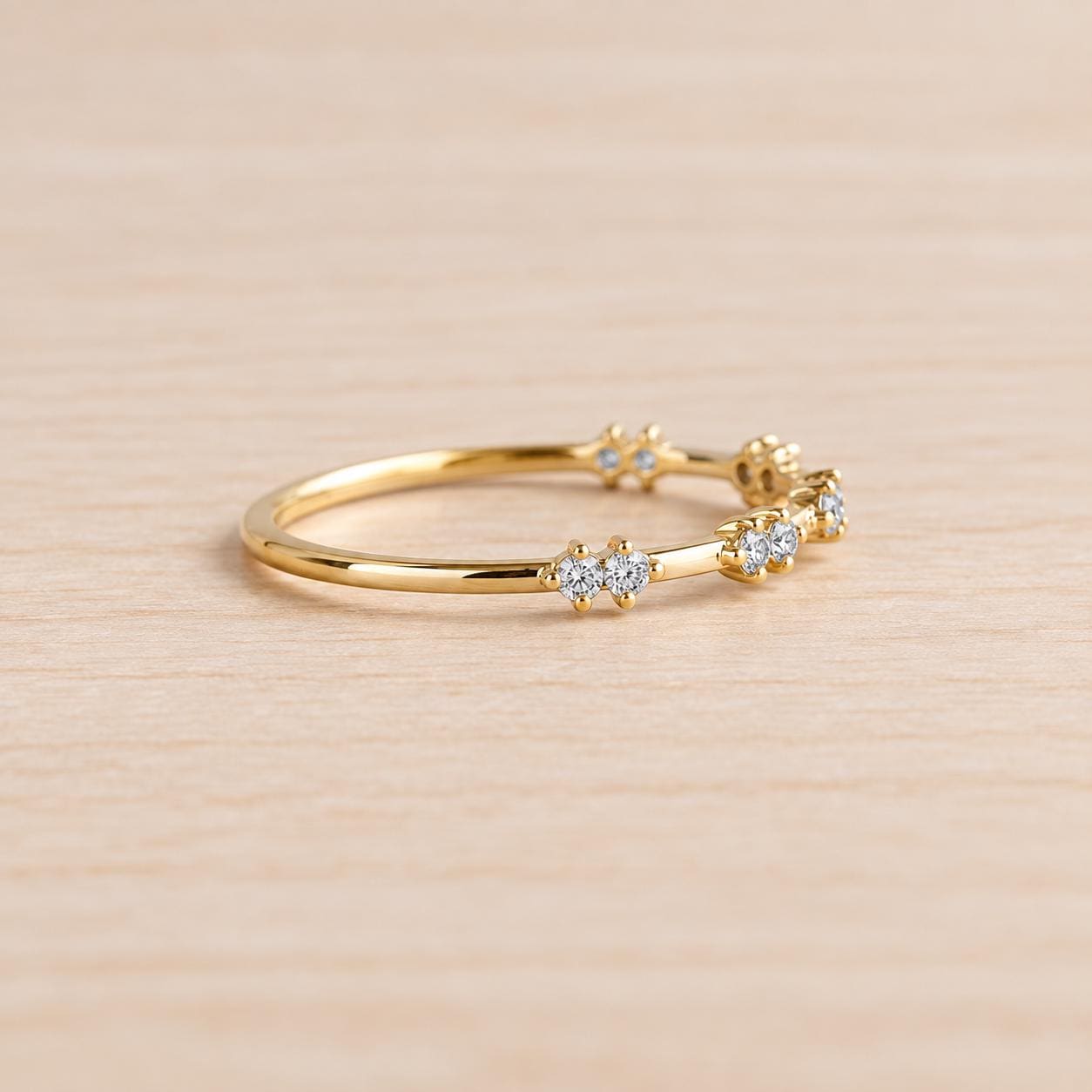 Paired Diamond Stacking Band in Solid Gold, 0.15 ct, photo 6
