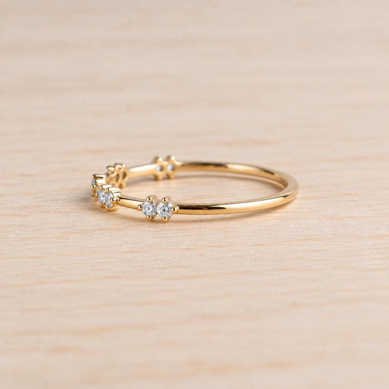Paired Diamond Stacking Band in Solid Gold, 0.15 ct, photo 7