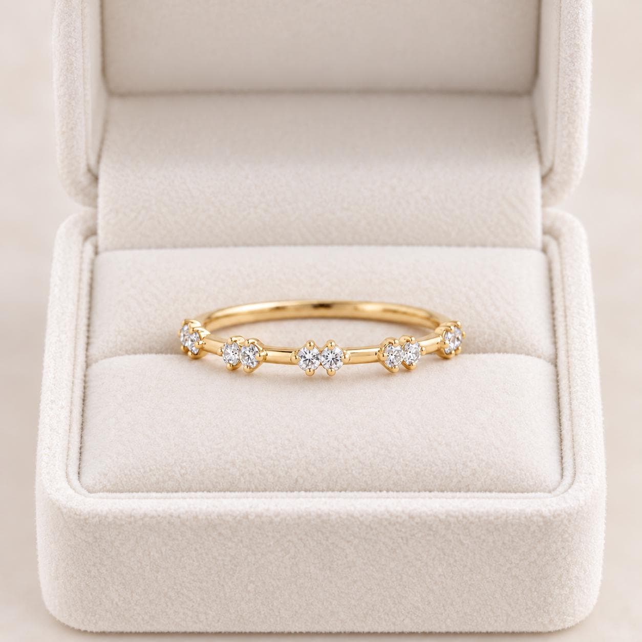 Paired Diamond Stacking Band in Solid Gold, 0.15 ct, photo 9
