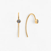 Rose-Cut Salt & Pepper Diamond Threader Earrings, photo 1