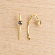 Rose-Cut Salt & Pepper Diamond Threader Earrings, photo 2