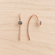 Rose-Cut Salt & Pepper Diamond Threader Earrings, photo 4