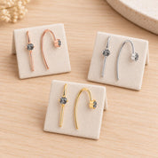 Rose-Cut Salt & Pepper Diamond Threader Earrings, photo 5