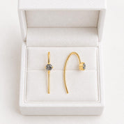 Rose-Cut Salt & Pepper Diamond Threader Earrings, photo 6