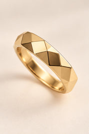 Faceted Geometric Gold Wedding Band, 3.8 mm, photo 2