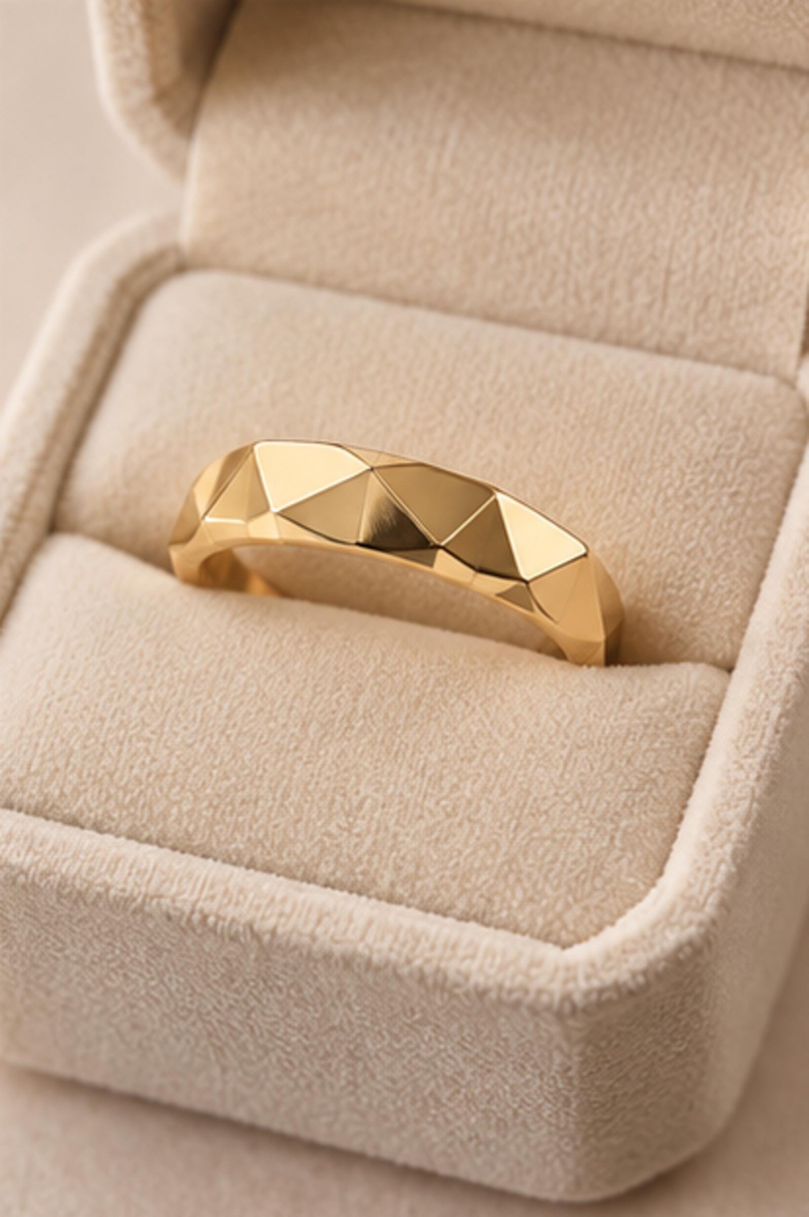 Faceted Geometric Gold Wedding Band, 3.8 mm, photo 7