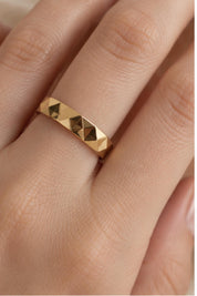 Faceted Geometric Gold Wedding Band, 3.8 mm, photo 8