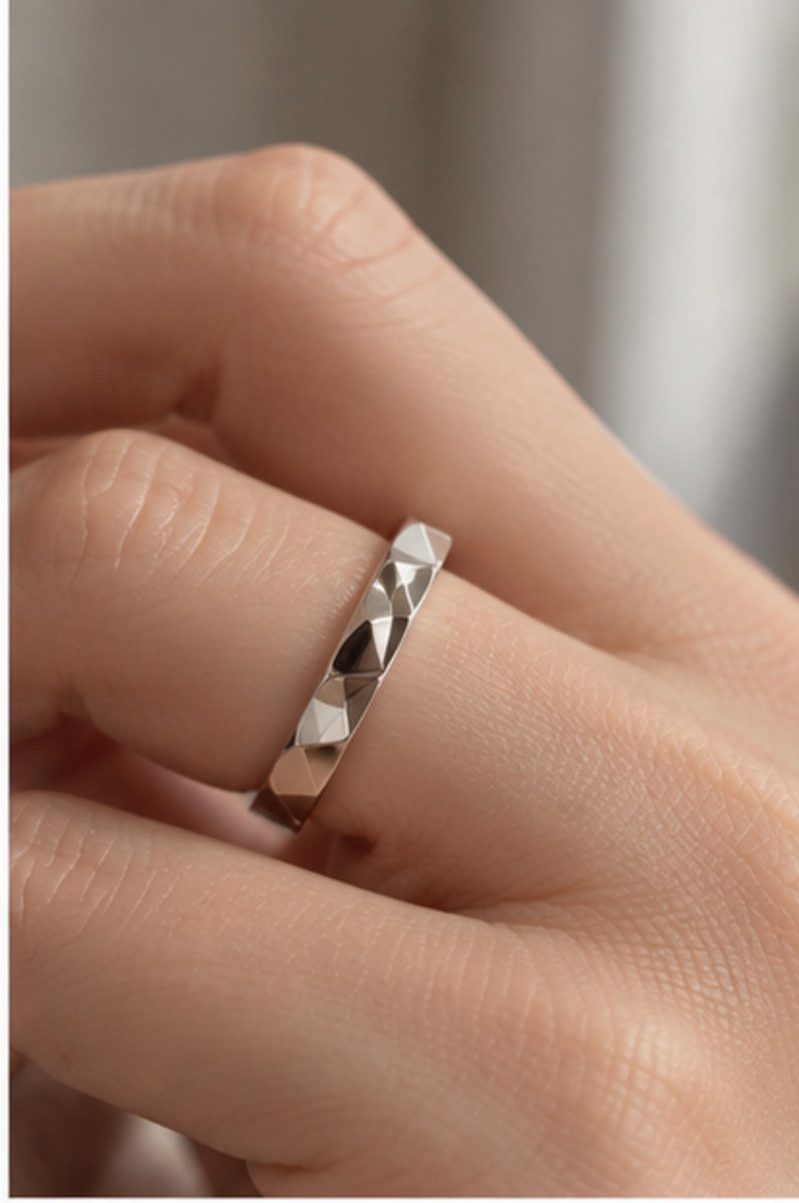 Faceted Geometric Gold Wedding Band, 3.8 mm, photo 10