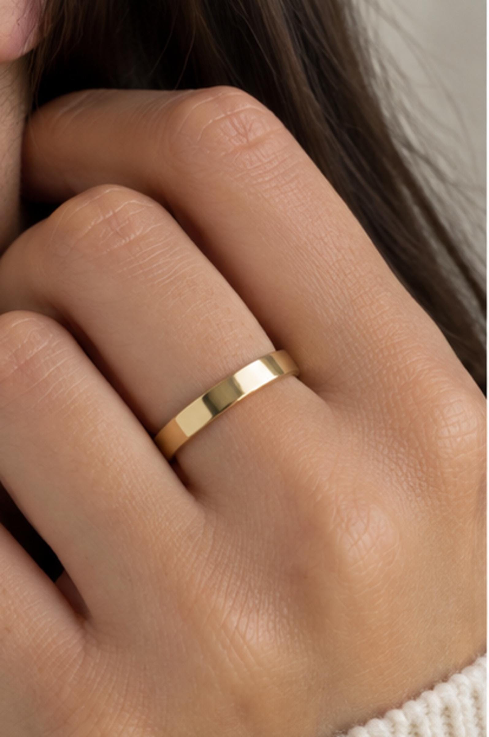Engravable Flat Gold Wedding Band, 3 mm, photo 2