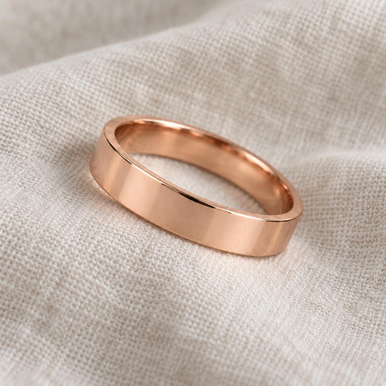Engravable Flat Gold Wedding Band, 3 mm, photo 7
