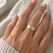 Engravable Wide Flat Gold Wedding Band, 8 mm, photo 4