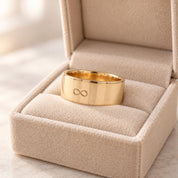 Engravable Wide Flat Gold Wedding Band, 8 mm, photo 8