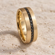 Natural Black Diamond Matte Gold Wedding Band, 6 mm, photo 2