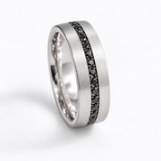 Natural Black Diamond Matte Gold Wedding Band, 6 mm, photo 4