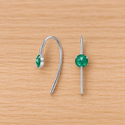 Natural Emerald Threader Earrings in Solid Gold, photo 3