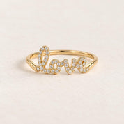 Diamond Love Script Ring in Solid Gold, photo 1