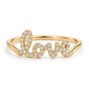 Diamond Love Script Ring in Solid Gold, photo 2