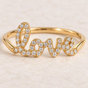 Diamond Love Script Ring in Solid Gold, photo 4