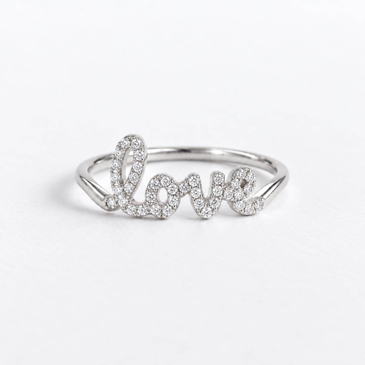 Diamond Love Script Ring in Solid Gold, photo 5