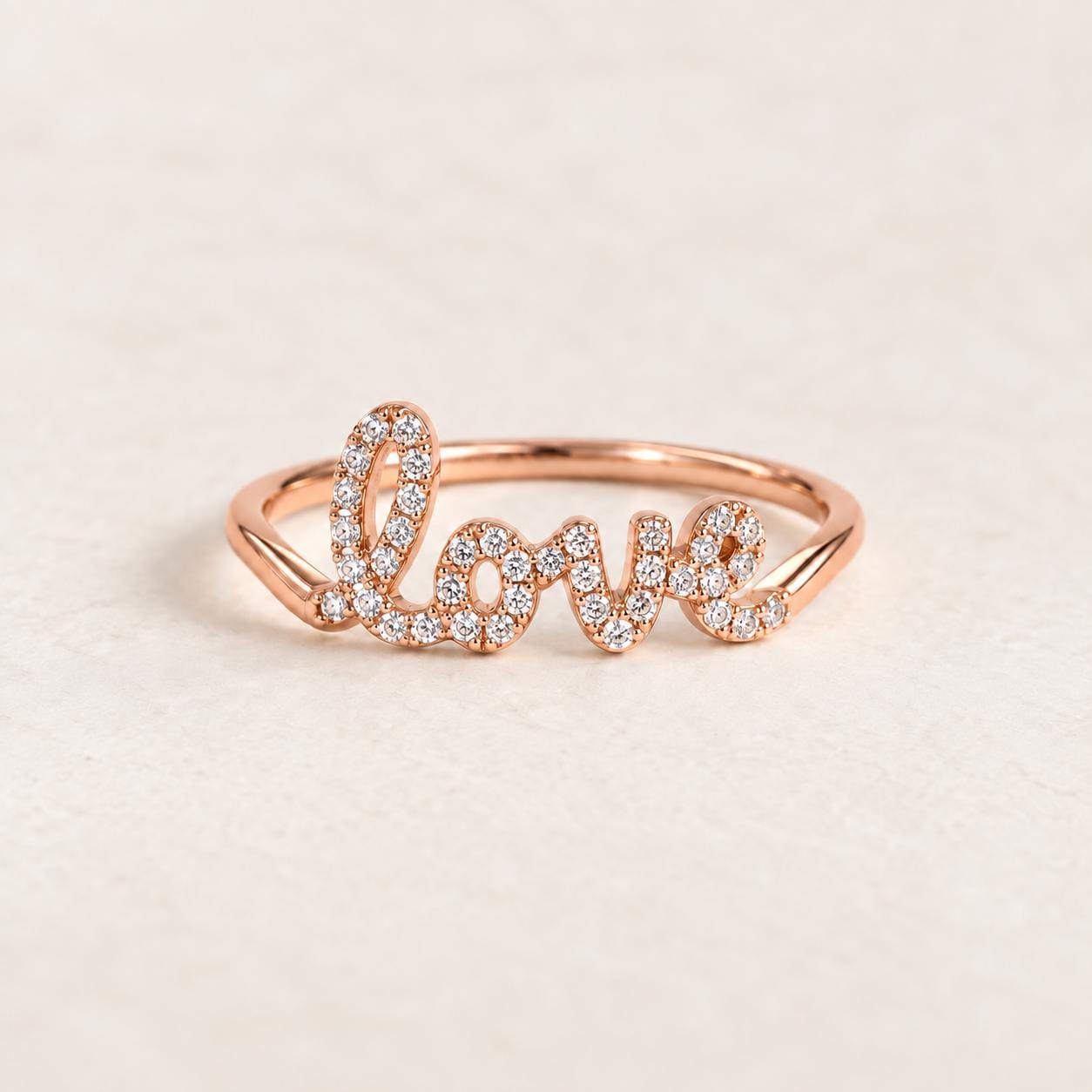 Diamond Love Script Ring in Solid Gold, photo 6