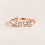 Diamond Love Script Ring in Solid Gold, photo 6