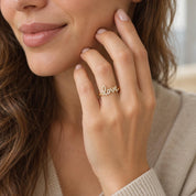 Diamond Love Script Ring in Solid Gold, photo 7