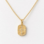 Diamond Cross Tag Necklace in Hammered Solid Gold, photo 1