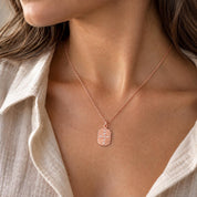 Diamond Cross Tag Necklace in Hammered Solid Gold, photo 3