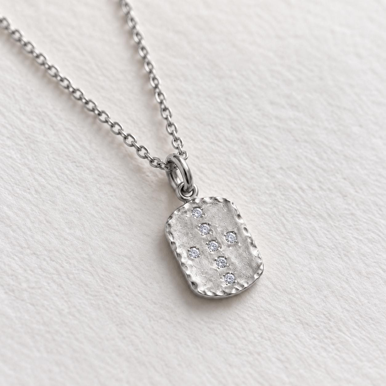 Diamond Cross Tag Necklace in Hammered Solid Gold, photo 6