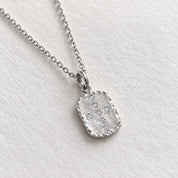 Diamond Cross Tag Necklace in Hammered Solid Gold, photo 6