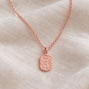 Diamond Cross Tag Necklace in Hammered Solid Gold, photo 8