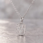 Diamond Cross Tag Necklace in Hammered Solid Gold, photo 9