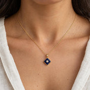 Lapis Lazuli & Diamond Square Pendant Necklace, photo 3