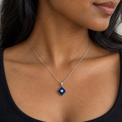 Lapis Lazuli & Diamond Square Pendant Necklace, photo 5