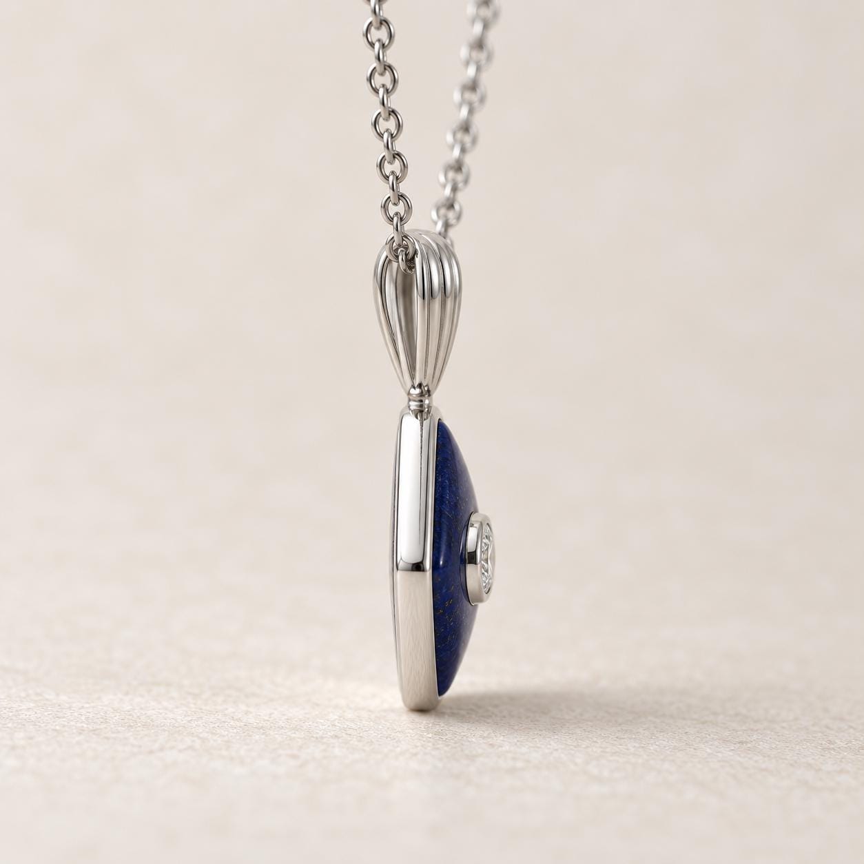 Lapis Lazuli & Diamond Square Pendant Necklace, photo 6