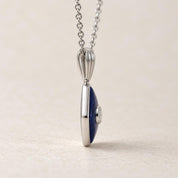 Lapis Lazuli & Diamond Square Pendant Necklace, photo 6