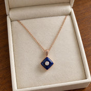 Lapis Lazuli & Diamond Square Pendant Necklace, photo 9