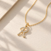 Diamond Script Initial Necklace in Solid Gold, photo 1