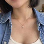 Diamond Script Initial Necklace in Solid Gold, photo 3
