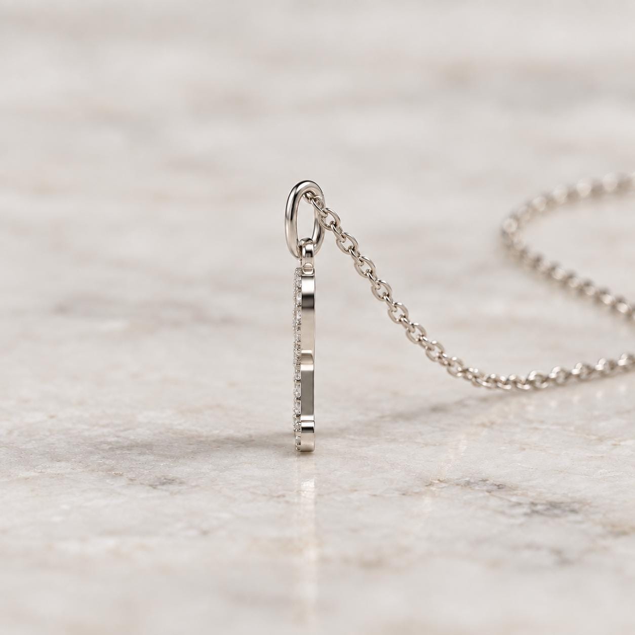 Diamond Script Initial Necklace in Solid Gold, photo 5
