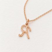 Diamond Script Initial Necklace in Solid Gold, photo 6