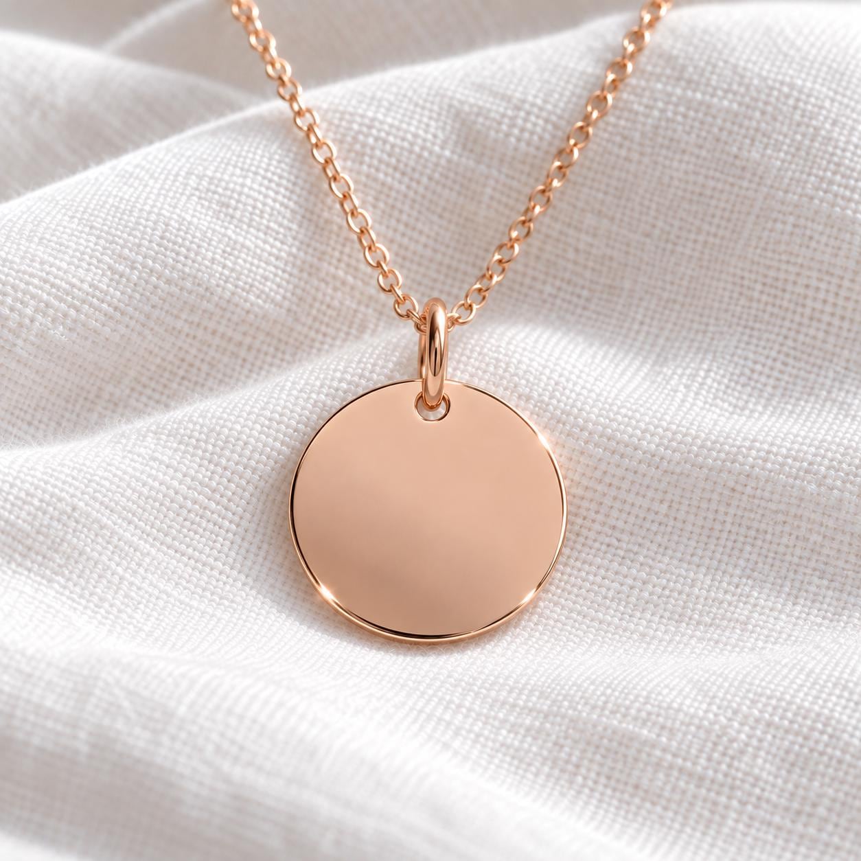 Personalized Engraved Gold Disc Necklace, 13 mm, photo 6