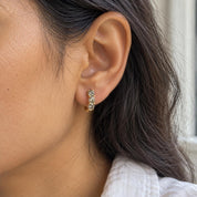 Natural Salt & Pepper Diamond Huggie Hoop Earrings, photo 4